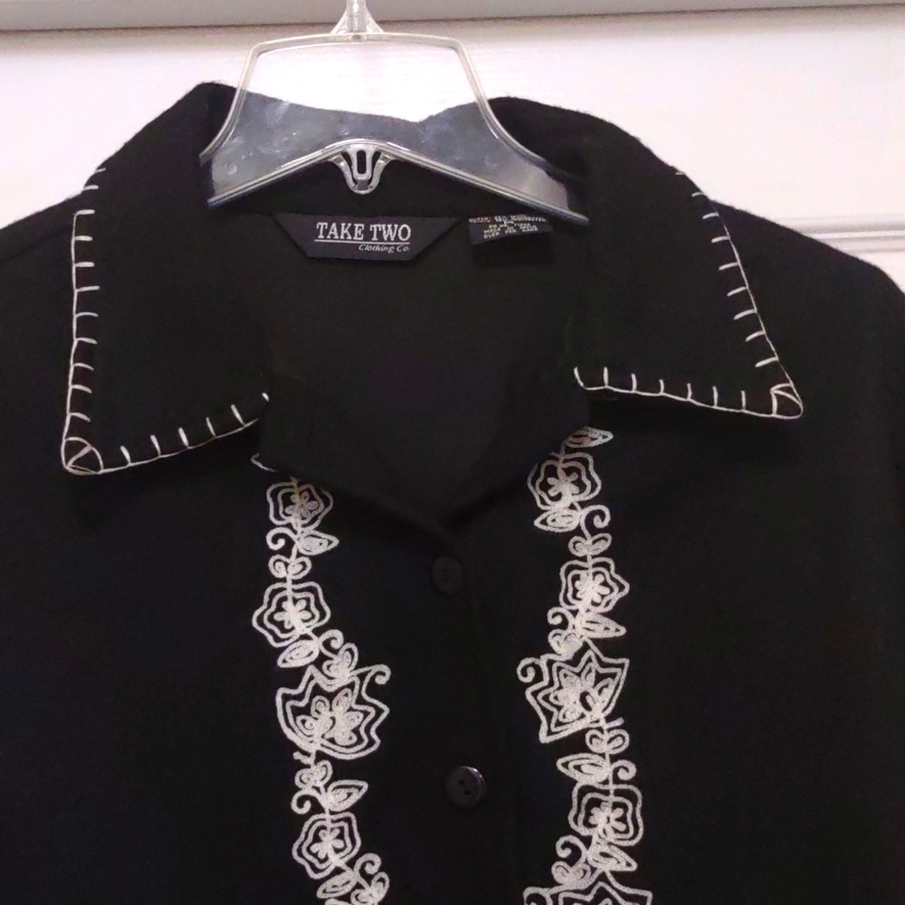 Take Two Black with White Wool Blend Jacket Size M - Picture 4 of 8